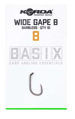 Korda Basix Wide Gape Barbless Size 8